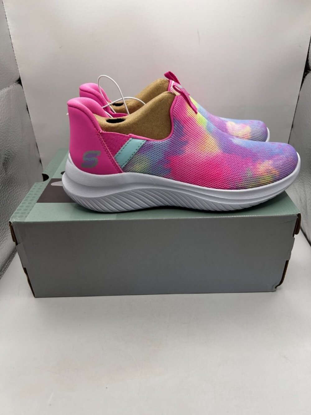 S Sport Skechers Baily Hands Free Step-In Kids Size 2 Tie Dye Pink Sneakers NEW